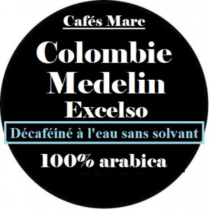 Café de Colombie Décaféiné à l'eau sans solvant