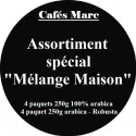 Assortiment cafés mélanges Moulu Piston - Cafés Marc depuis 1945