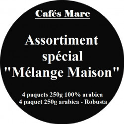 Assortiment cafés mélanges en Grain - Cafés Marc depuis 1945
