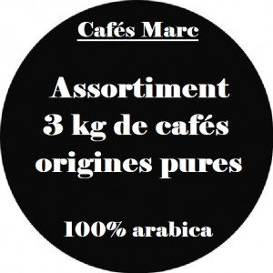 Assortiment 3kg de cafés Pures origines moulu cafetière filtre