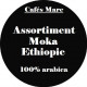Assortiment café moka Ethiopie moulu cafetière expreso