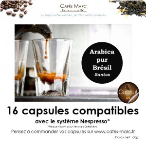 Café Brésil Santos en capsule compatibles nespresso