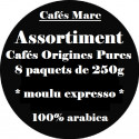 Assortiment Cafés Pure Origines Moulu Cafetière Expresso - Cafés Marc depuis 1945