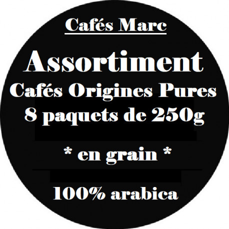 Assortiment cafés pure origines en grain