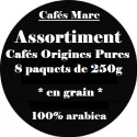 Assortiment Cafés Pure Origines en Grain - Cafés Marc depuis 1945