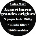 Assortiment cafés Grandes Origines Moulu Cafetière Filtre - Cafés Marc depuis 1945
