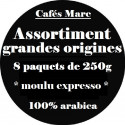 Assortiment cafés Grandes Origines Moulu Cafetière Expresso - Cafés Marc depuis 1945
