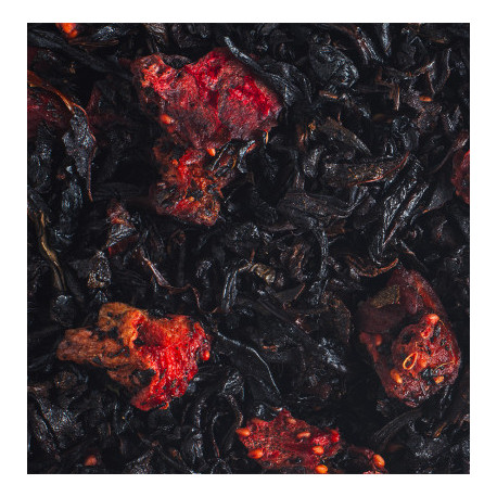 Thé noir de Chine aromatisé à la fraise des bois avec morceaux